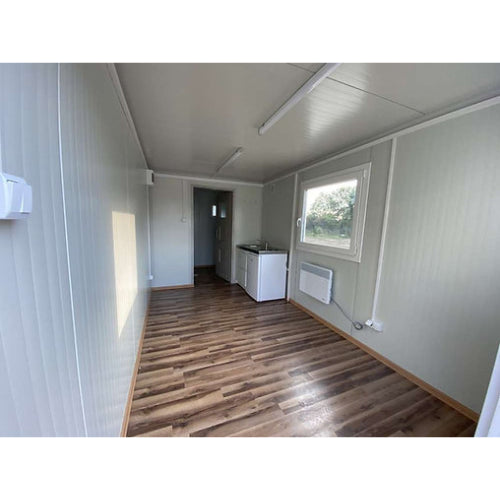 BÜROCONTAINER 6,00 X 2,40 M MIT TOILETTE, DUSCHE UND KÜCHE