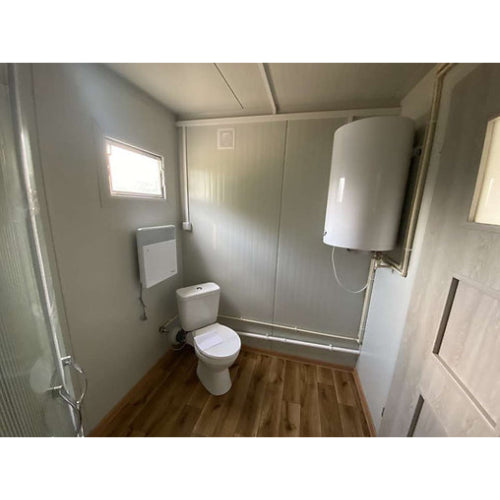 BÜROCONTAINER 6,00 X 2,40 M MIT TOILETTE, DUSCHE UND KÜCHE